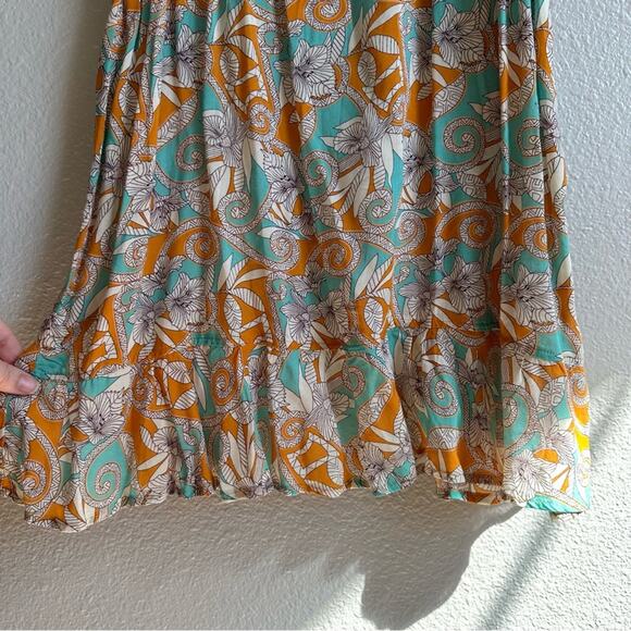 Maaji Cold Shoulder Teal Orange Lace Detail Swim Coverup Dress Size Large - Picture 5 of 11